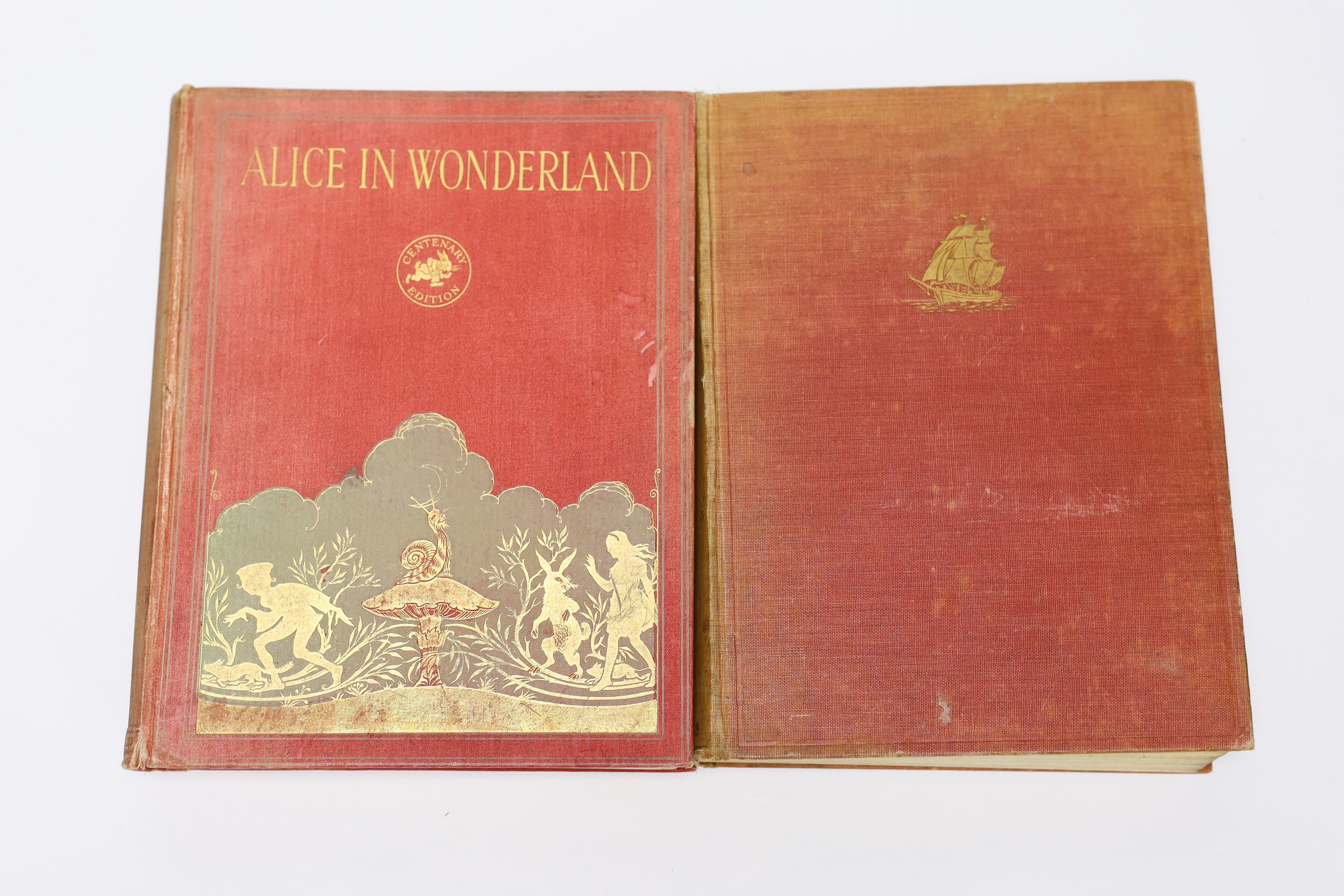 (Dodgson, Charles Lutwidge) - Alice's Adventures in Wonderland, by Lewis Carroll. Illustrated by Gwynedd M. Hudson. Centenary Edition. 12 coloured and mounted plates (with captioned pictorial guards); num. coloured and o